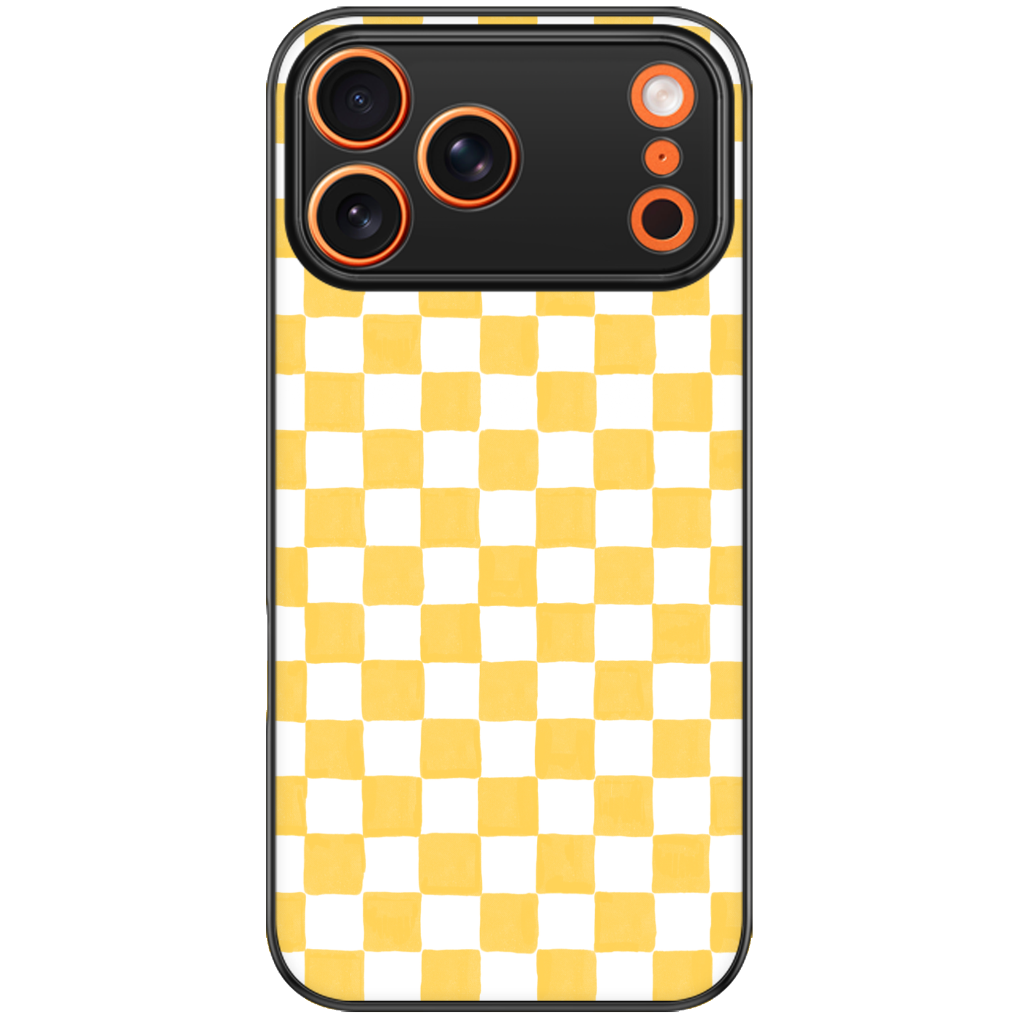 Yellow and White Checkers Glossy Phone Case | Winky Cats