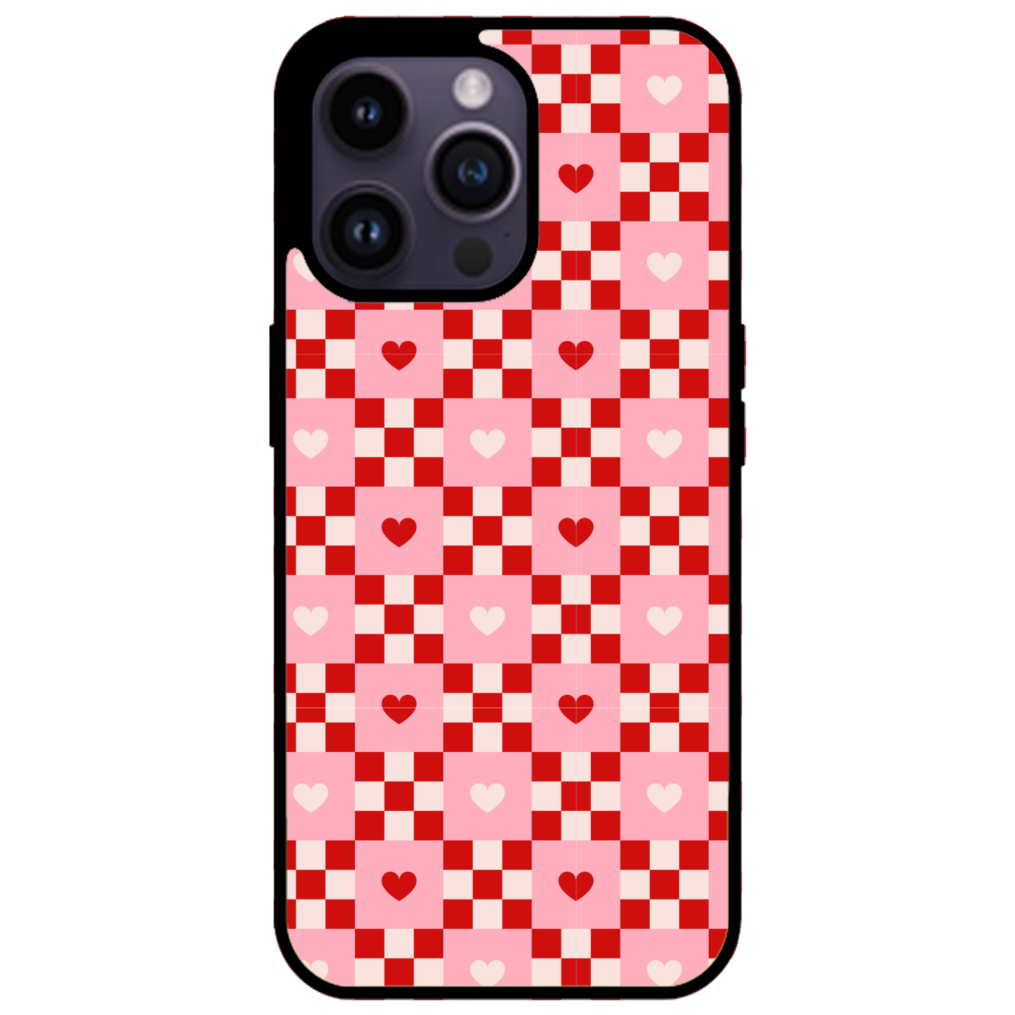 Cherry Hearts Gingham Phone Case | Winky Cats
