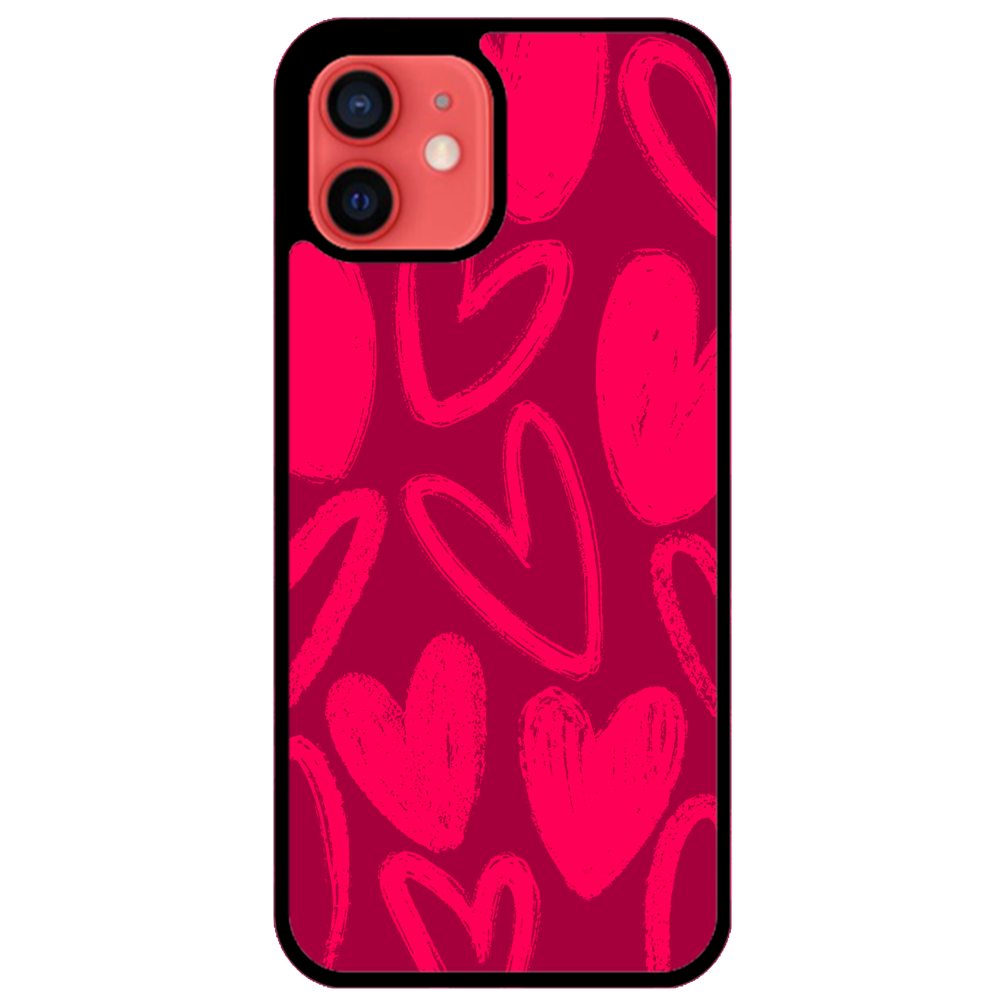 Berry Painted Hearts Glossy Phone Case | Winky Cats