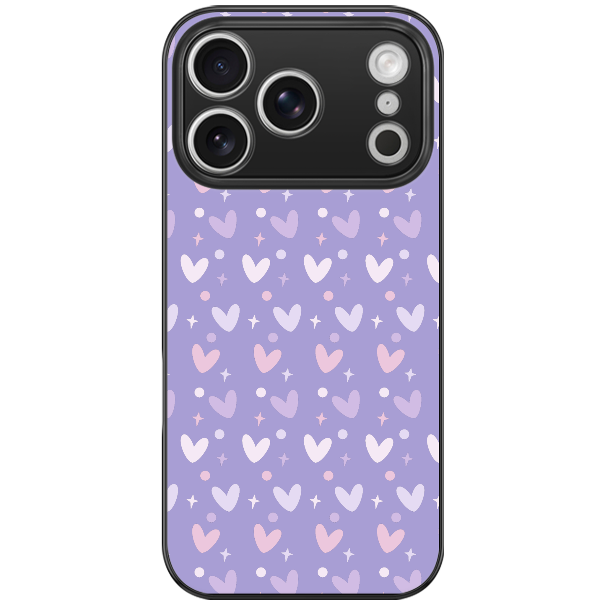 Lilac Heart Confetti Glossy Phone Case | Winky Cats