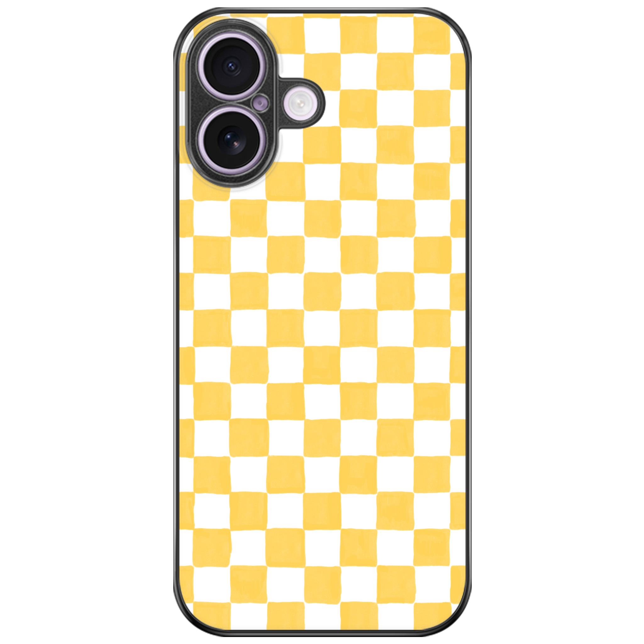Yellow and White Checkers Glossy Phone Case | Winky Cats