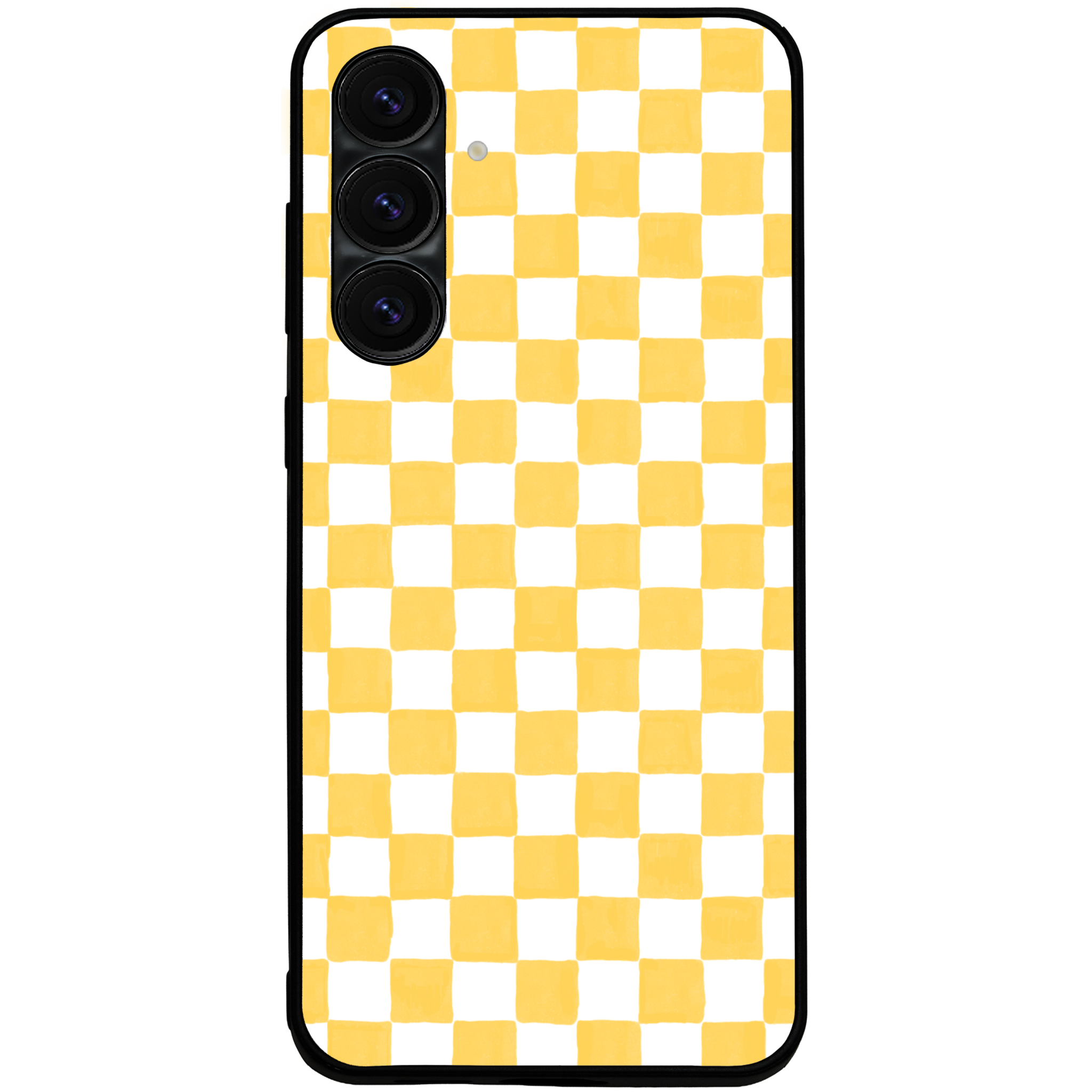Yellow and White Checkers Glossy Phone Case | Winky Cats