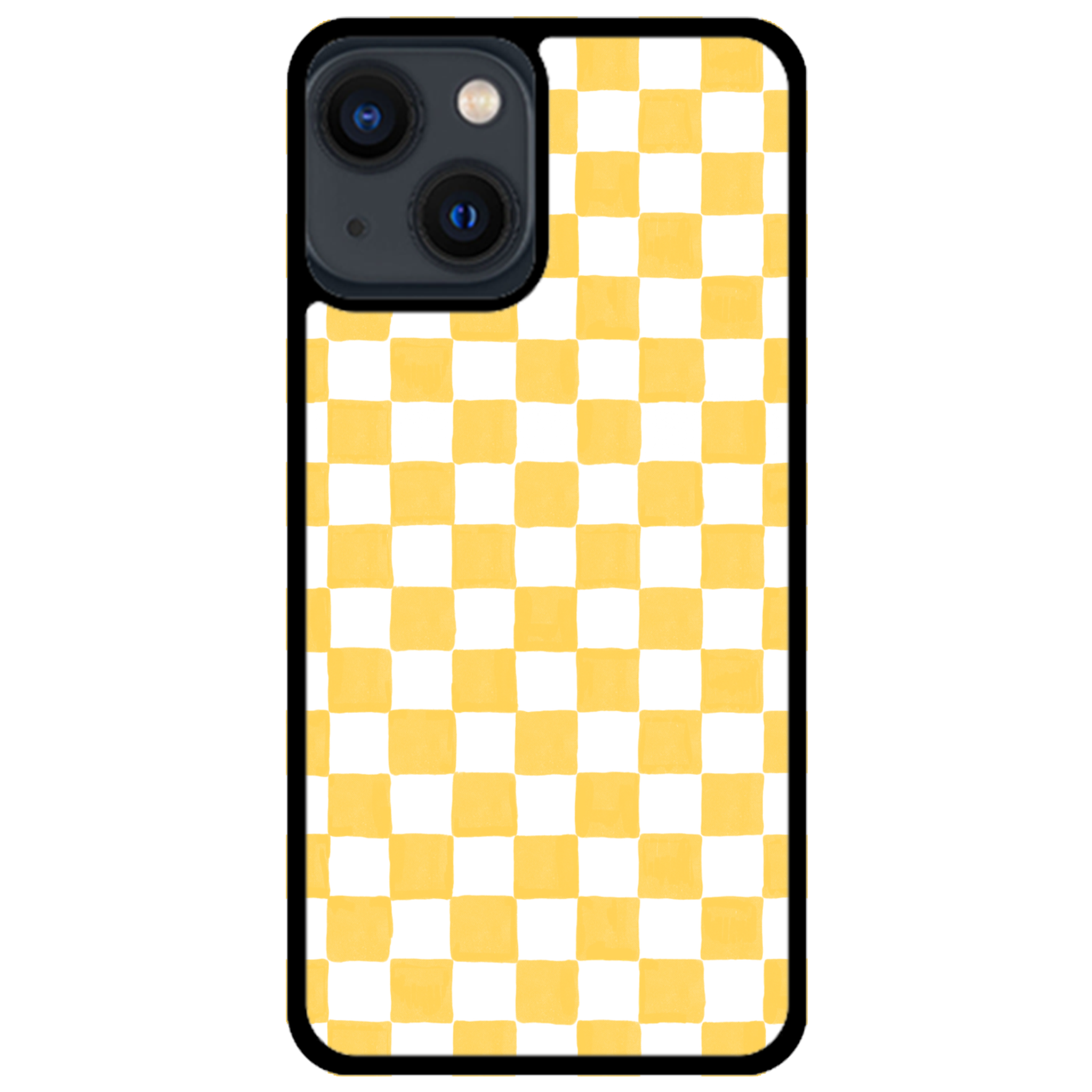 Yellow and White Checkers Glossy Phone Case | Winky Cats