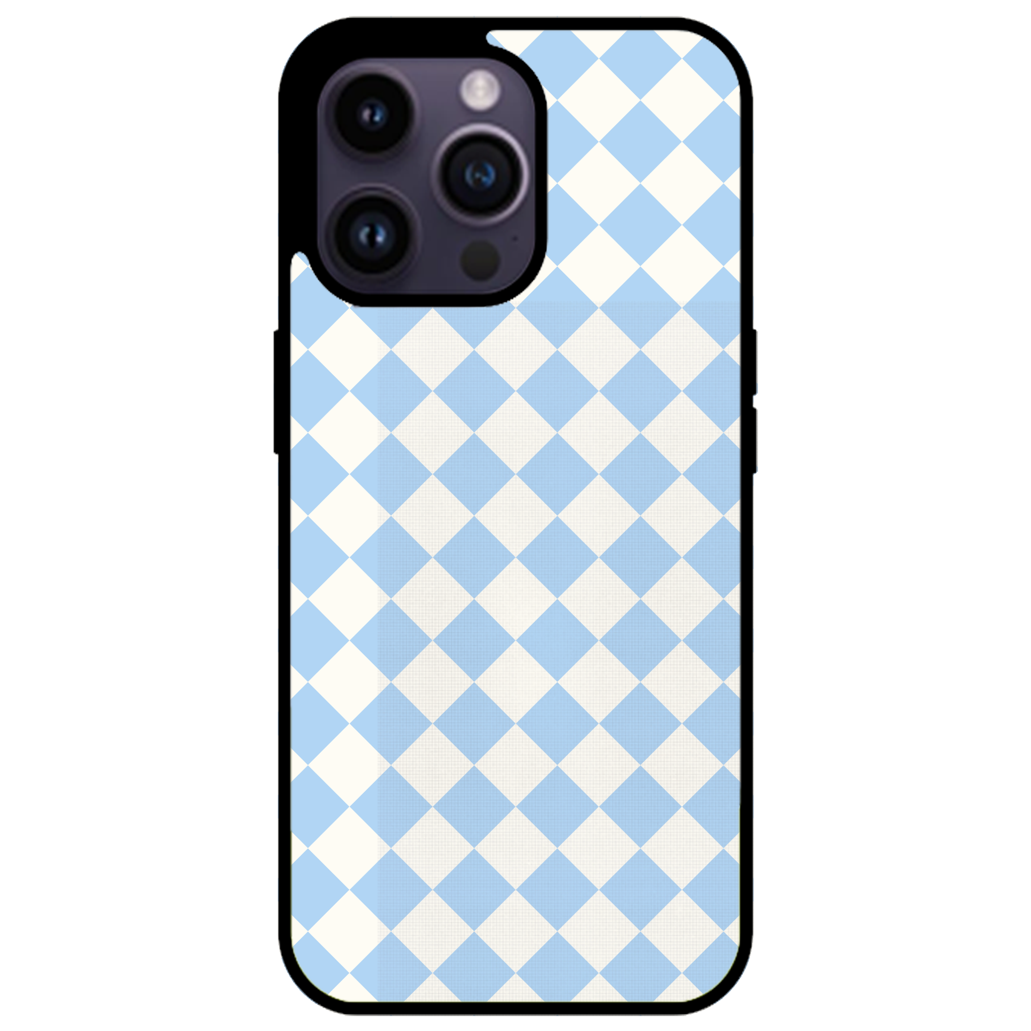 Blue and White Checkers Glossy Phone Case | Winky Cats