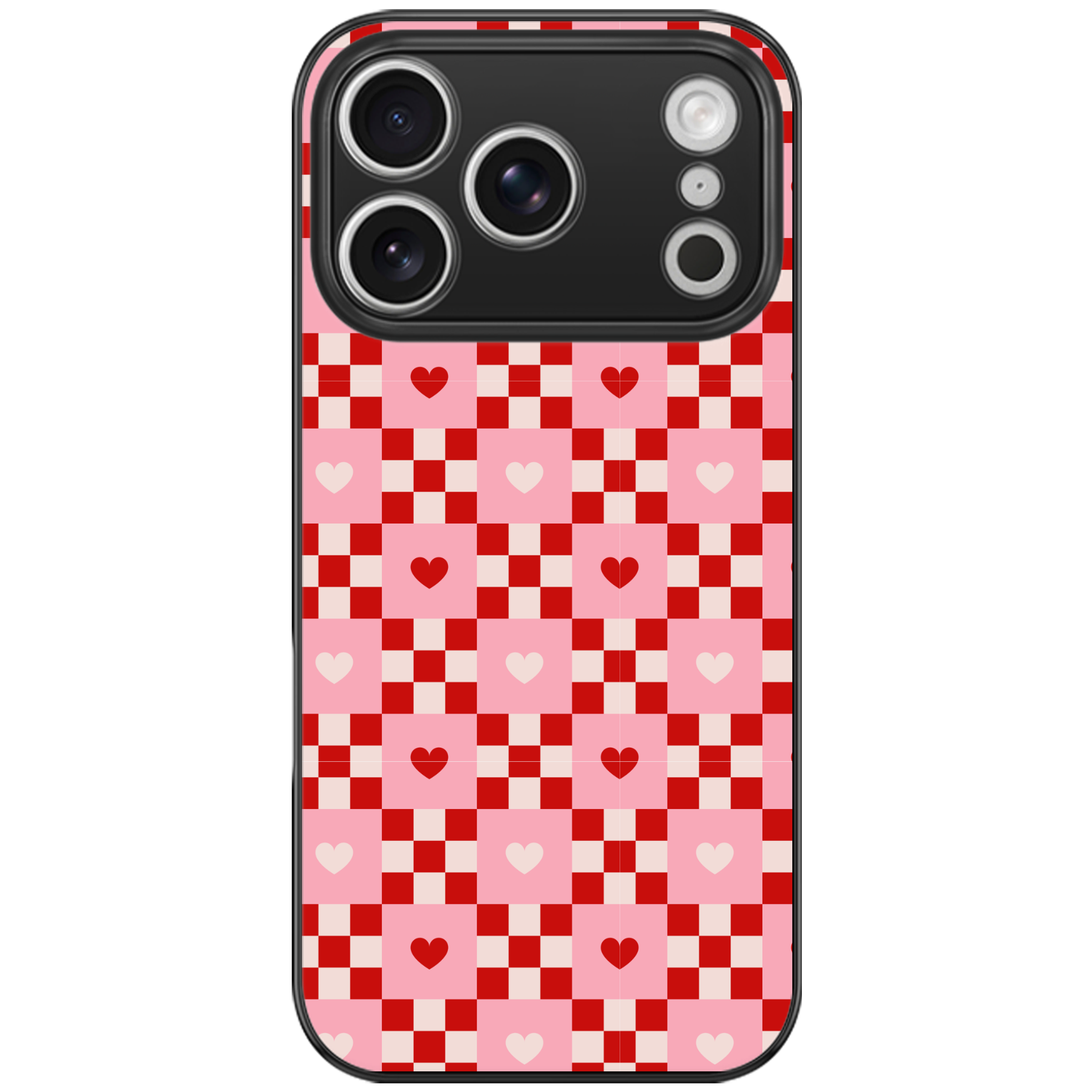 Cherry Hearts Gingham Phone Case | Winky Cats