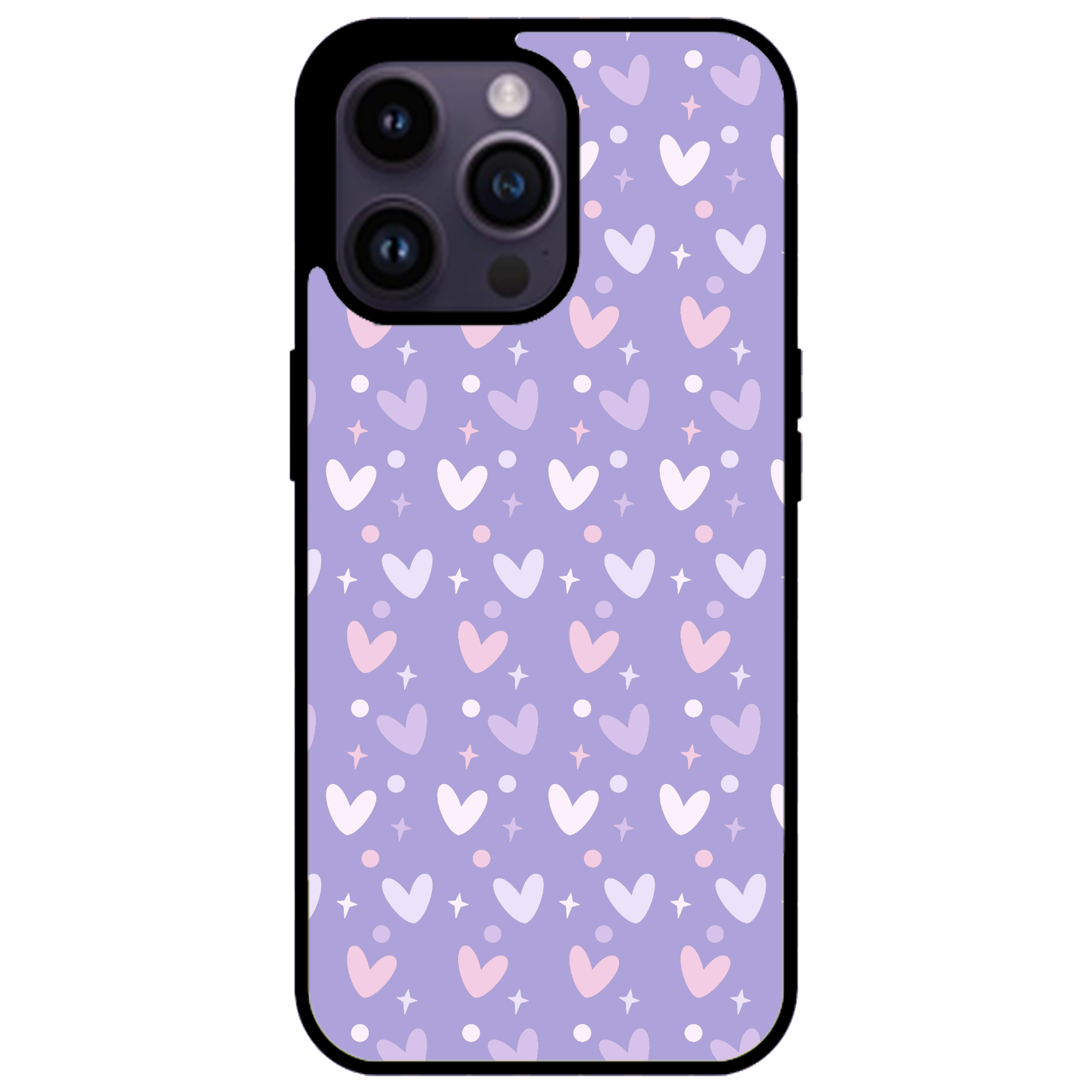 Lilac Heart Confetti Glossy Phone Case | Winky Cats