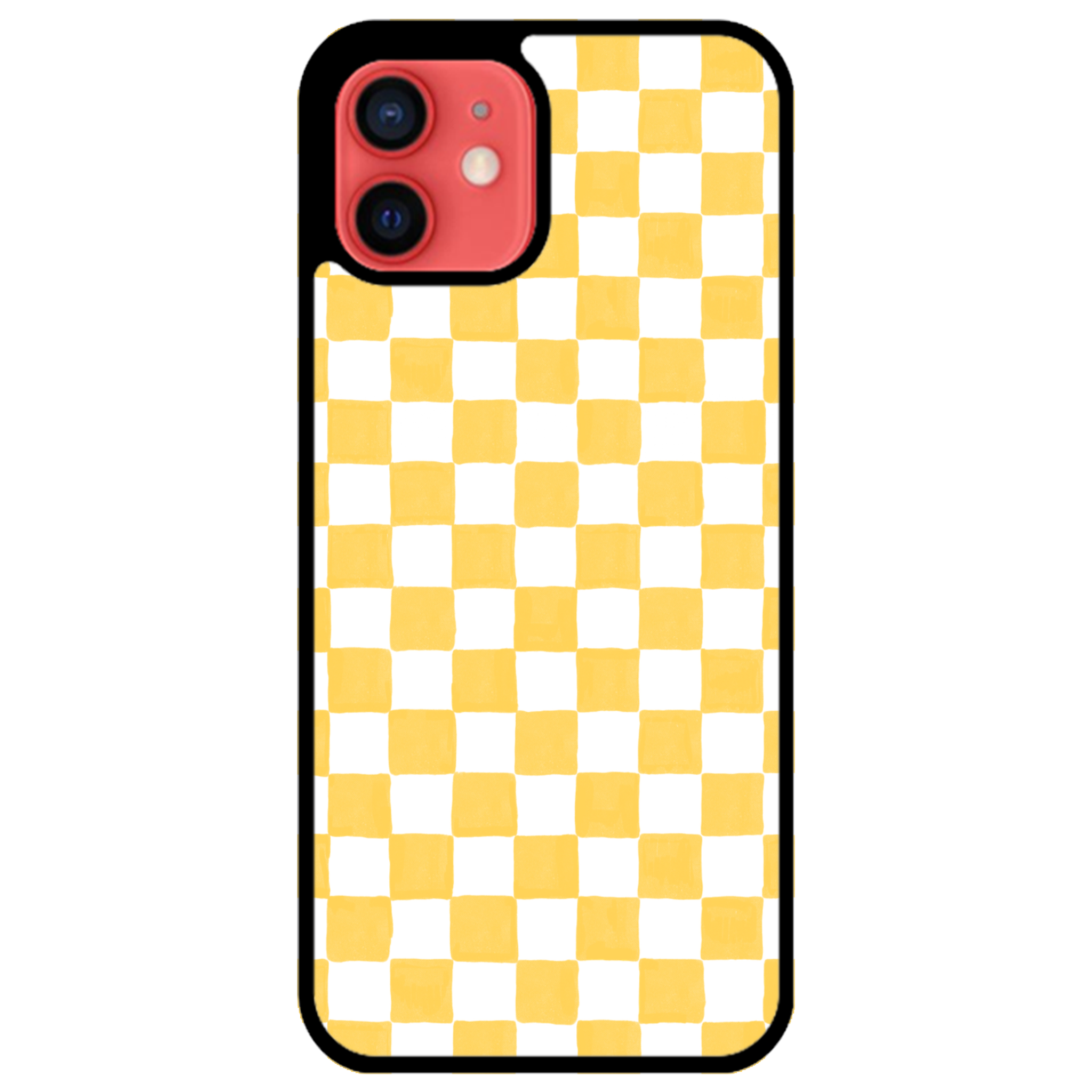 Yellow and White Checkers Glossy Phone Case | Winky Cats