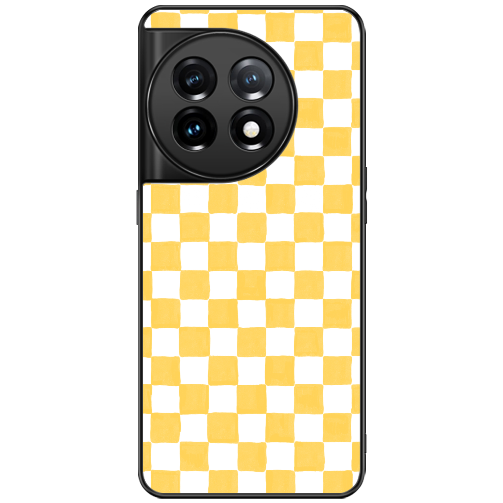 Yellow and White Checkers Glossy Phone Case | Winky Cats