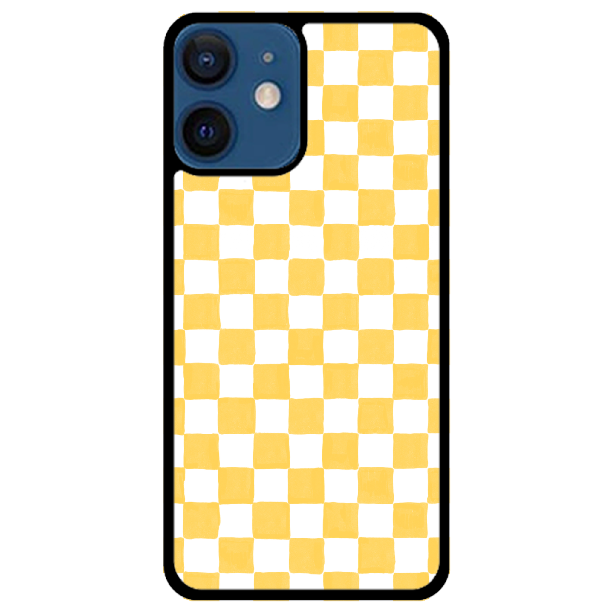 Yellow and White Checkers Glossy Phone Case | Winky Cats
