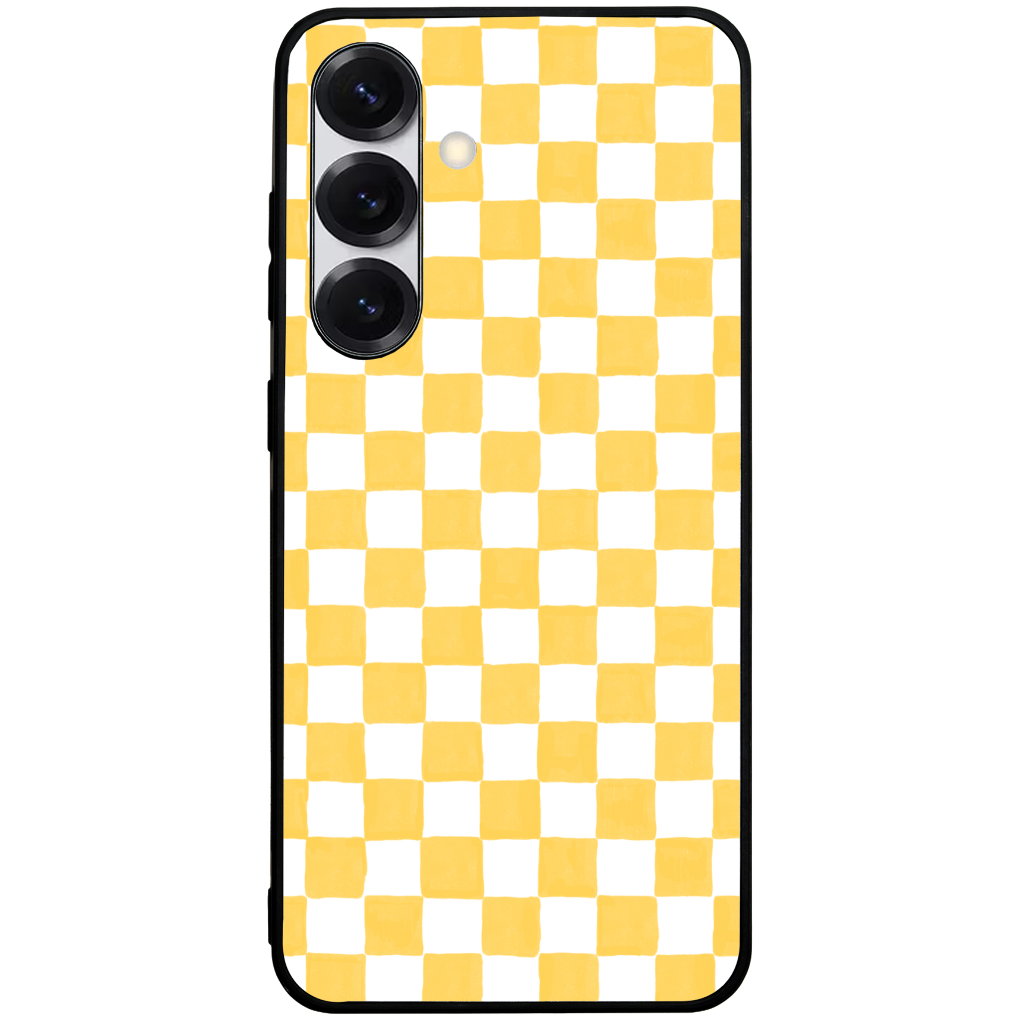 Yellow and White Checkers Glossy Phone Case | Winky Cats