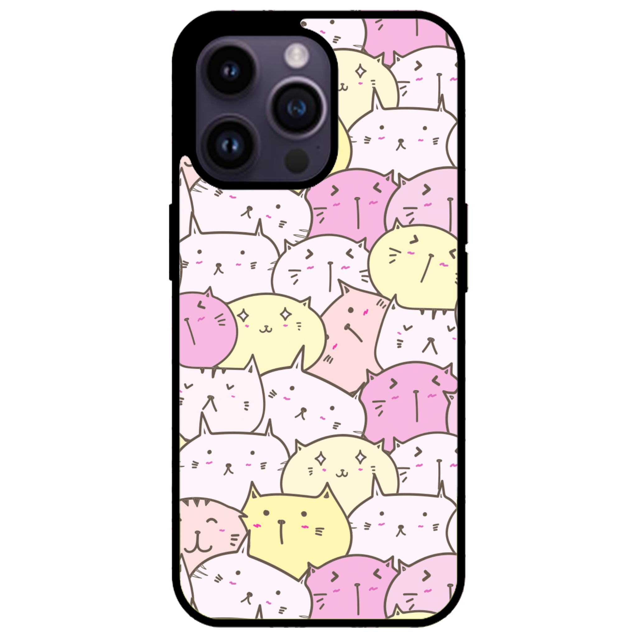 Pastel Cat Pile Glossy Phone Case | Winky Cats