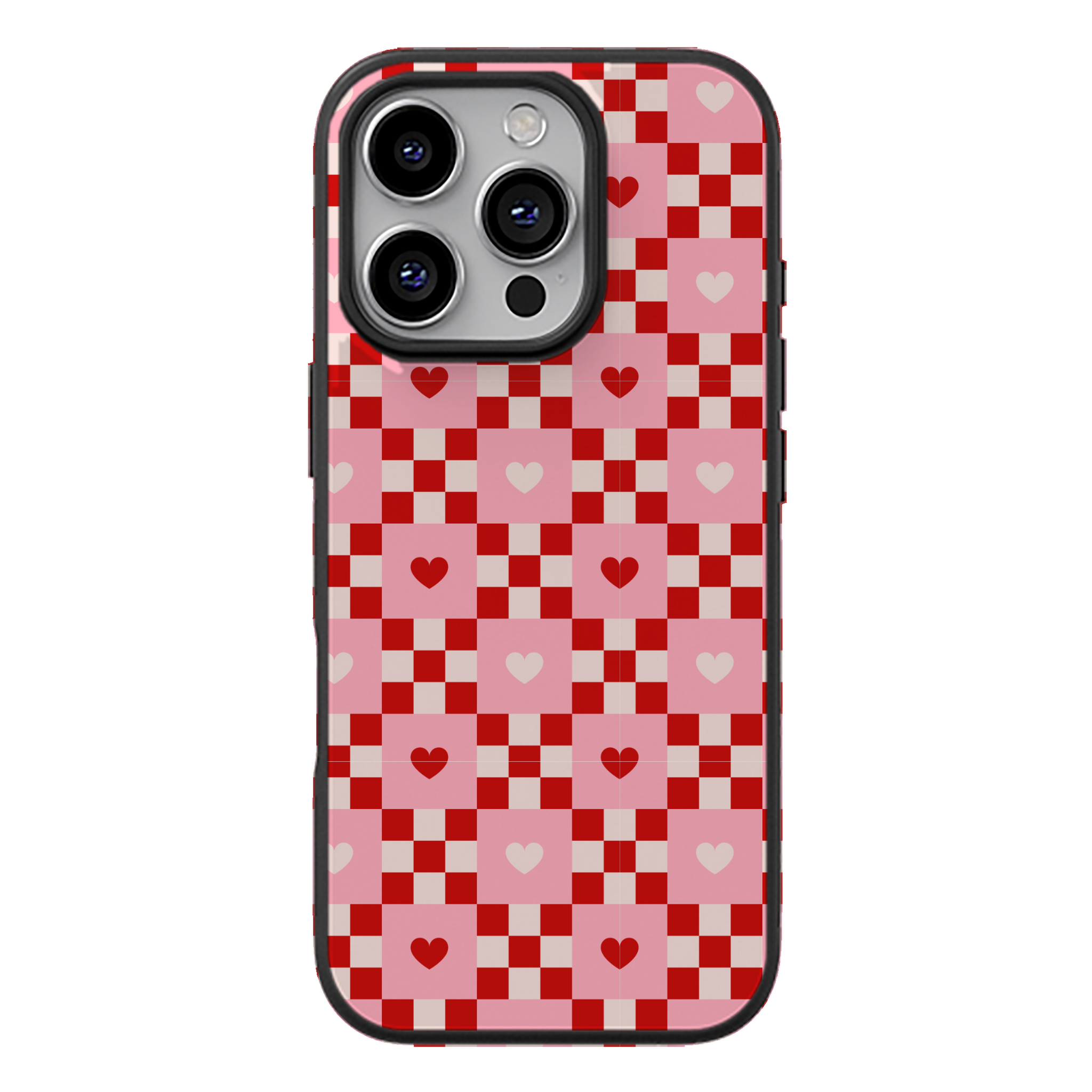 Cherry Hearts Gingham Phone Case | Winky Cats