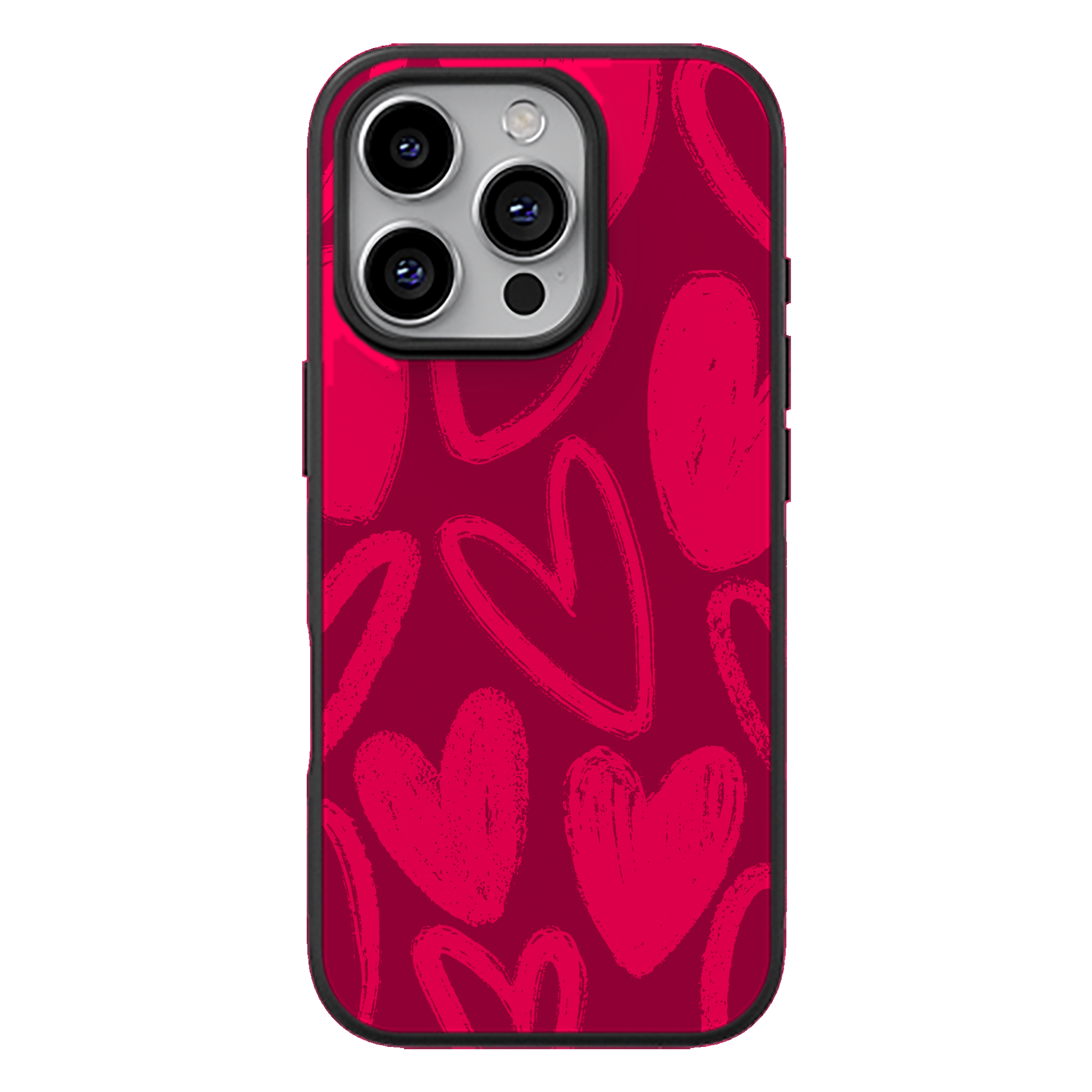 Berry Painted Hearts Glossy Phone Case | Winky Cats