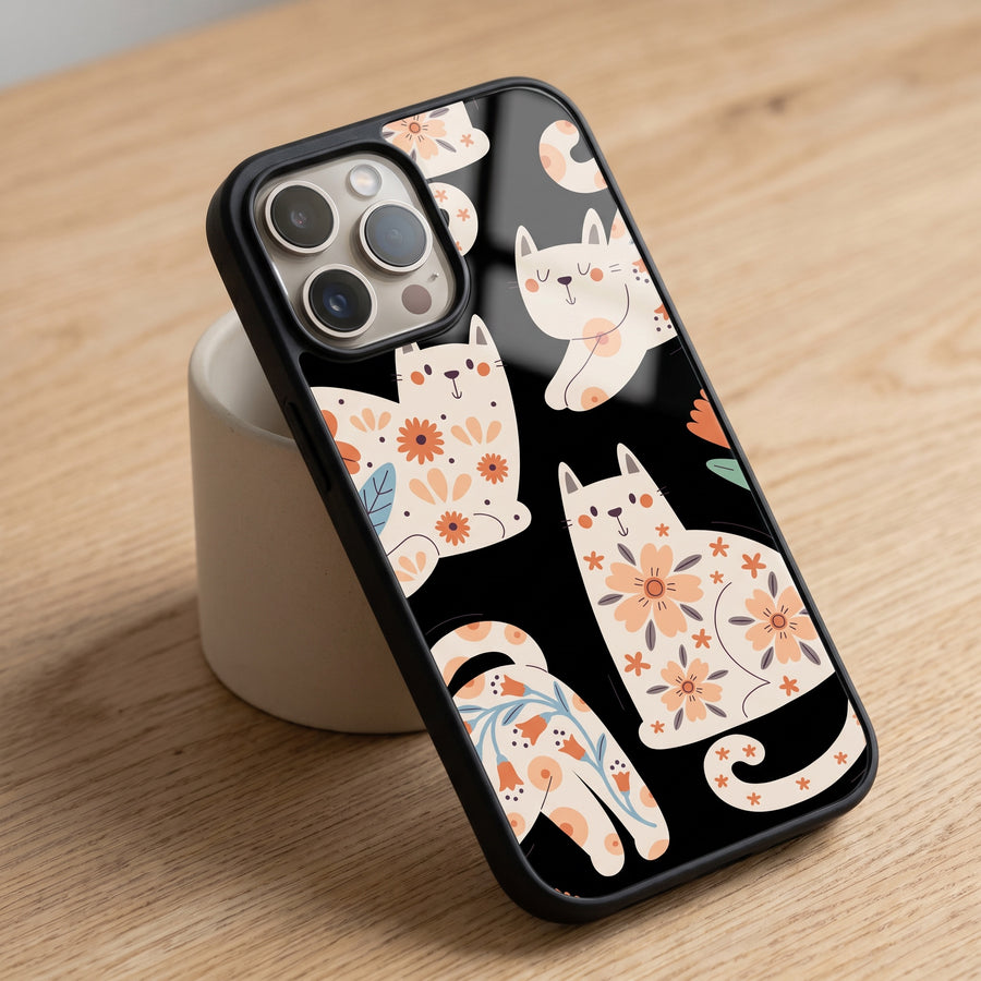 Folk Floral Cat Aesthetic Phone Case