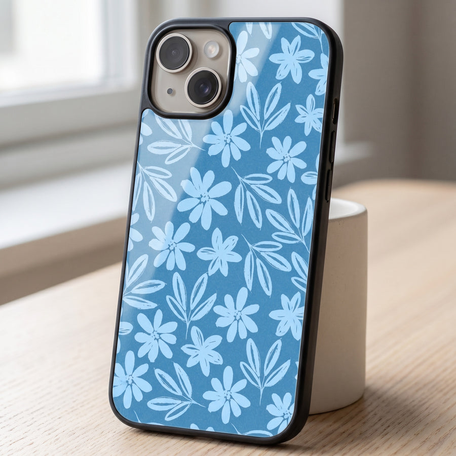 Blue Floral Aesthetic Phone Case