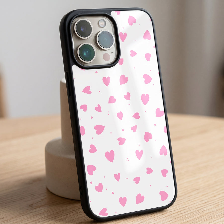 Pink Confetti Hearts Aesthetic Phone Case