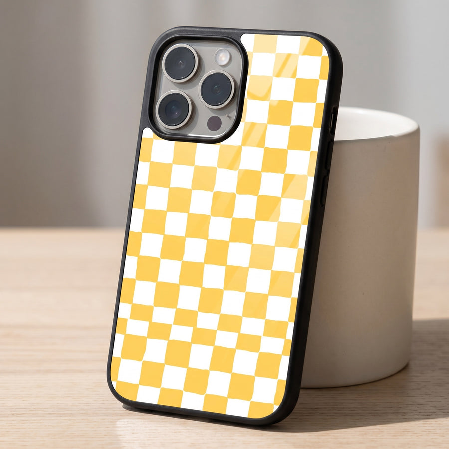 Yellow Checkerboard Aesthetic Phone Case