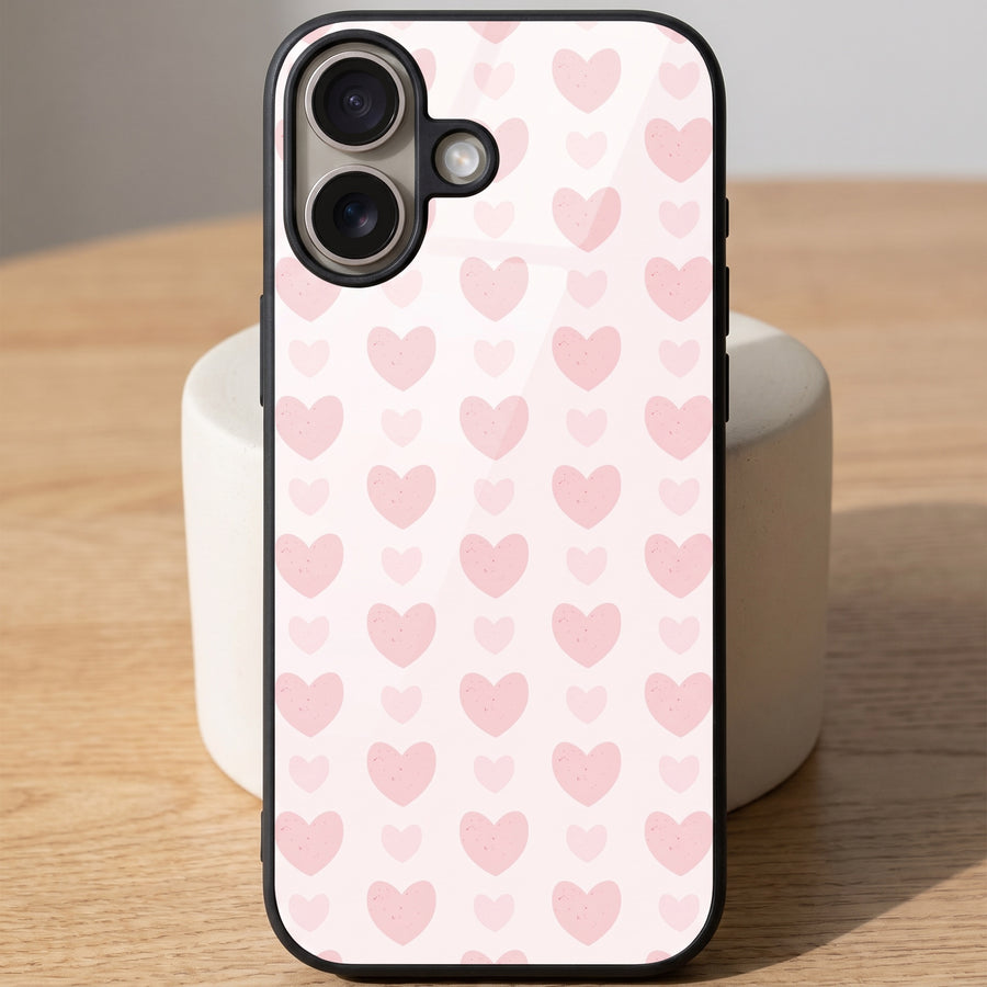Blush Heart Grid Aesthetic Phone Case