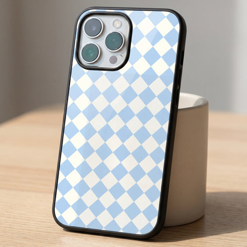 Blue Checkerboard Aesthetic Phone Case lifestyle photo